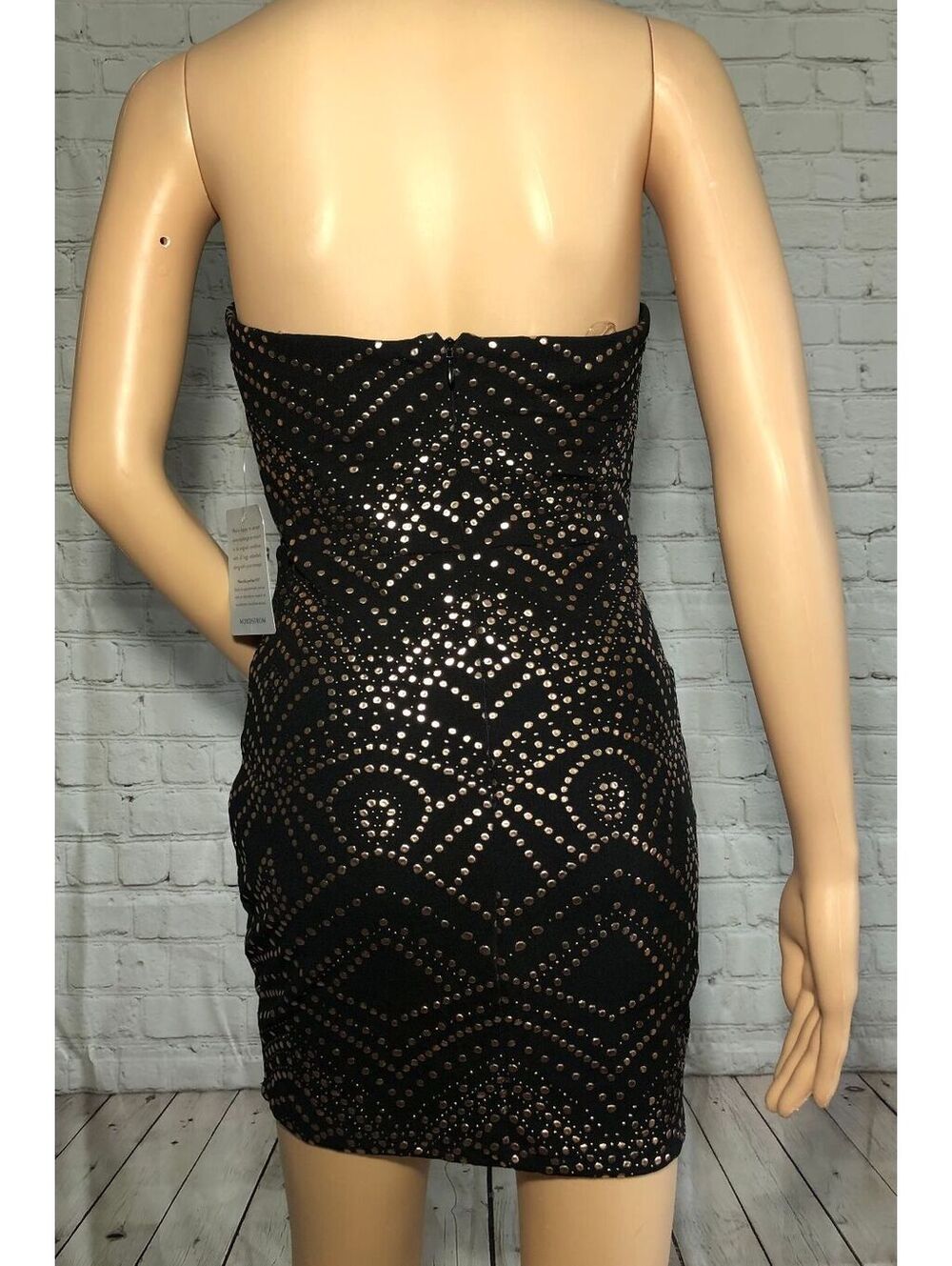 JUMP Strapless Black Mini Dress with Metallic Stud Detailing NWT Small - Picture 4 of 4